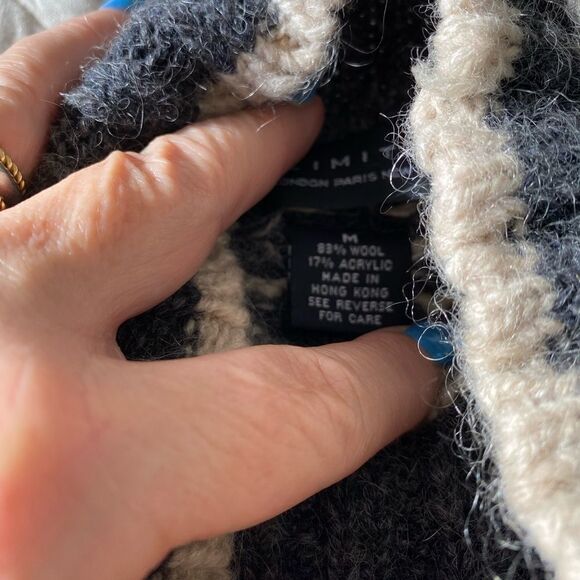 Limited Vintage Wool Snowflake Sweater, Nordic Design, Loose Fit, High Collar - Picture 9 of 11